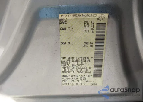 2017 Nissan Altima 2.5 S from USA, damaged, VIN 1N4AL3AP3HN342667